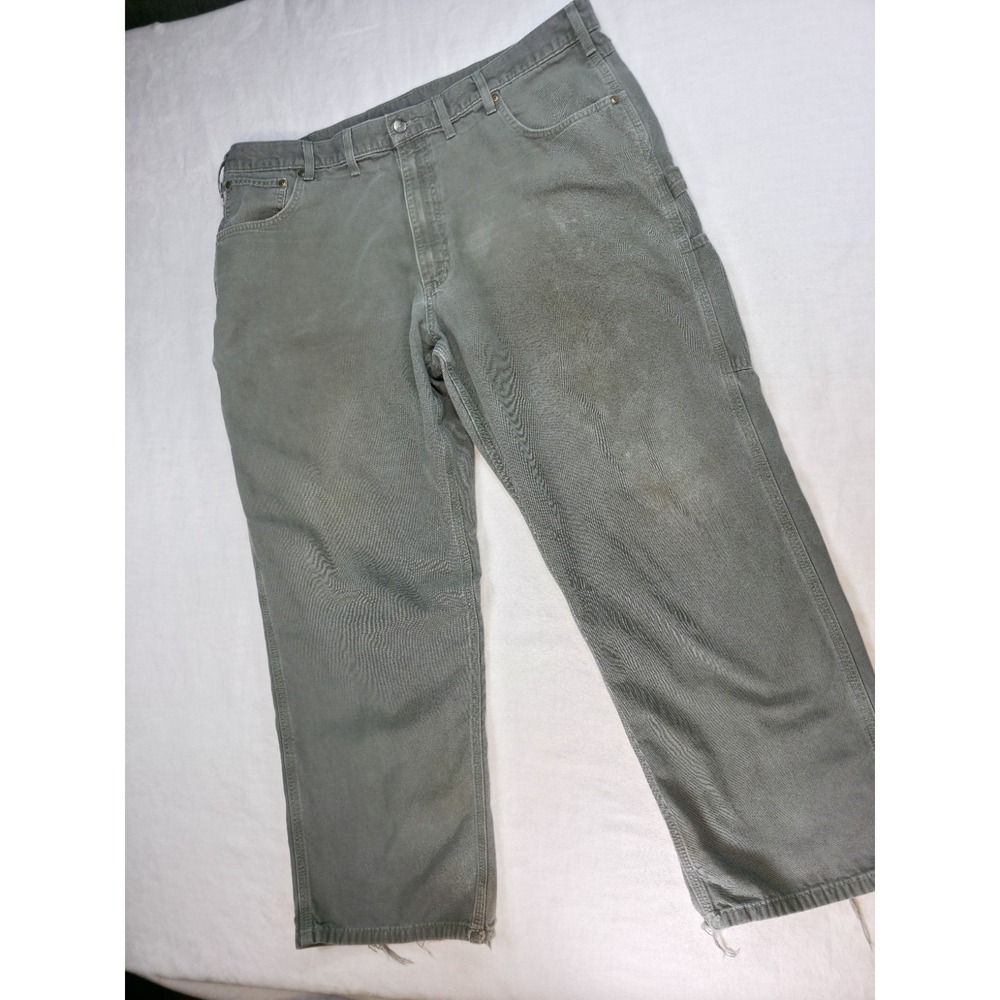 Carhartt Thrashed Loose fit Distressed Carpenter Pants  Dark Moss Gorpcore 44x30 - Picture 2 of 9